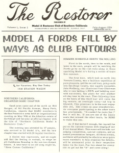 THE RESTORER - MODEL A RESTORERS CLUB SO CAL - 1956 JUL/AUG - Vol 1 No 2 REPRINT